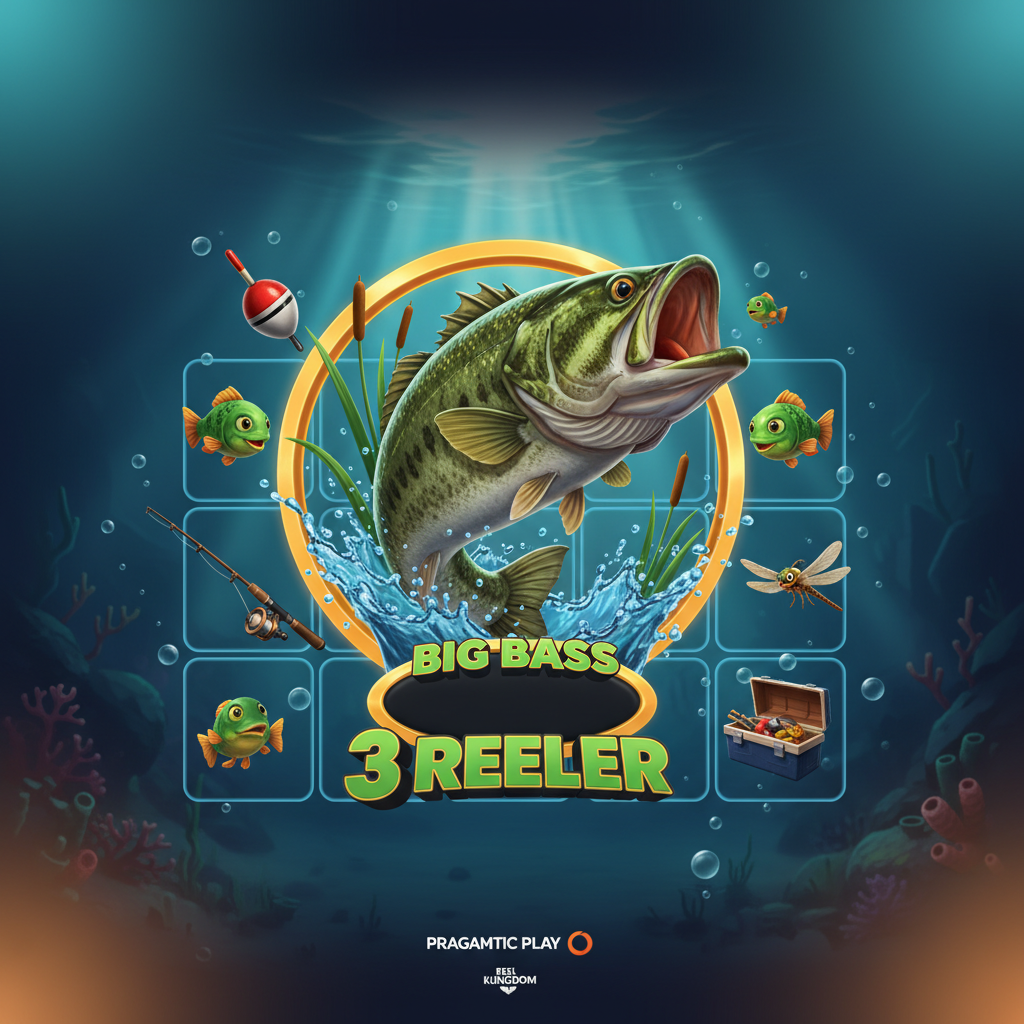Big Bass Bonanza 3 Reeler Slot mit springendem Bass, Angelrute, Money Fish Symbolen und Unterwasser-Szene